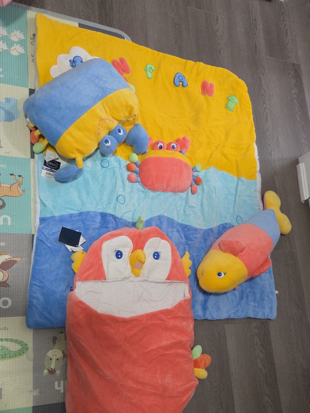Plush Kids Sleep Bag and Play Mat Set - Multicolor